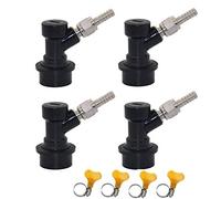 PERA Ball Lock Quick Disconnect Set, Ball Lock Beer Quick Disconnect 1/4 MFL with 3/16" Swivel Nuts Hose Clamps for Beer Homebrew (4PCS)