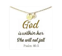 Peraca Cris God Is Within Her Necklace for Women, Mustard Seed Faith Pendant with Scripture Message Card, Christian Symbol Necklace for Daily Wear, L, Stainless Steel, No Gemstone