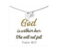 Peraca Cris God Is Within Her Necklace for Women, Mustard Seed Faith Pendant with Scripture Message Card, Christian Symbol Necklace for Daily Wear, L, Stainless Steel, No Gemstone