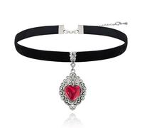 Peraca Cris Goth Red Heart Charm Necklace Sword Necklace Black Choker Gothic Jewelry Queen of Hearts Costume Women, Alloy, no gemstone