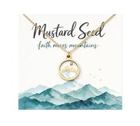 Peraca Cris Mustard Seed Mountain Necklace for Women, Faith-Inspired Pendant with Message Card, Christian Symbol Necklace for Daily Wear and Meaningful Occasions, L, Stainless Steel, No Gemstone