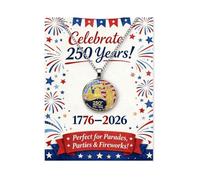 Peraca Cris USA 250th Anniversary Necklace for Women Men 1776-2026 Patriotic Eagle American Flag Pendant Commemorative Jewelry for 4th of July Parades Parties Fireworks Gifts, L, Zinc, No Gemstone