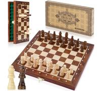 Peradix Chess Set | Wooden Magnetic Chess Board | 2 Extra Queen | 30x30cm Folding Chessboard for Storage | Toys & Games for Adults and Kids Educational Toy Sets
