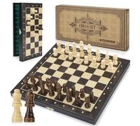 Peradix Chess Set | Wooden Magnetic Chess Board | 2 Extra Queen | 30x30cm Folding Chessboard for Storage | Toys & Games for Adults and Kids Educational Toy Sets