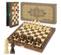 Peradix Chess Set | Wooden Magnetic Chess Board | 2 Extra Queen | 30x30cm Folding Chessboard for Storage | Toys & Games for Adults and Kids Educational Toy Sets
