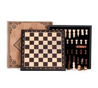 Peradix Lift-Off Lid Wooden Magnetic Chess Set, 2-in-1 Chess & Checkers Game Board with Pieces, Traditional Chess Gifts for Adults and Kids