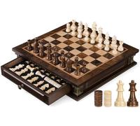 Peradix Magnetic Wooden Chess Set, 12.8" Board Game with Storage Drawers & Extra Queens, Classic Chess for Kids, Adults & Beginners, Gift-Ready