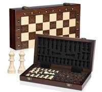 Peradix Magnetic Wooden Chess Set for Kids & Adults, Age 6+ | 30x30cm Folding Chess Board with 2 Extra Queens | Educational Strategy Game for Travel & Storage
