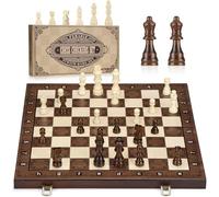 Peradix Magnetic Wooden Chess Set for Kids & Adults, Age 6+ | 38x38cm Folding Chess Board with 2 Extra Queens | Educational Strategy Game for Travel & Storage
