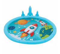 Peradix Rocket Sprinkler Play Mat & Ring Toss Game for Children - Water Play Mat with 6 Throwing Animals (3 x Red, 3 x Blue) for Outdoors, Non-Slip Paddling Pool, Mud Mat for Garden and Summer