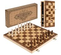 Peradix Wooden Magnetic Chess Set 39x39cm - Traditional Chess Board with 2 Extra Queens, Chess Game for Adults Kids, Portable Classic Chess Sets Gifts