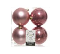 PERAGASHOP Shatterproof Velvet Pink Bauble 10cm Pack of 4 - Christmas