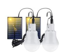 Peralng Solar Powered Shed Led Light Bulb, Hanging Lamp with Adjustable Solar Panel,110 Lumens,3W Camping Light Apply to Outdoor Hiking Camping Tent Fishing Lighting (2PCS)