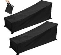 Peralng Sun Lounger Cover, Waterproof Dustproof Outdoor Garden Sunbed Cover, Windproof Anti UV 210D Oxford Fabric Durable Furniture Lounger Chair Cover (2pcs)