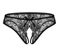 PERAMBRY Womens Sexy Lace Underwear Low Rise Underpants Plus Size Floral Lace Briefs (black, large)