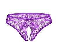 PERAMBRY Womens Sexy Lace Underwear Low Rise Underpants Plus Size Floral Lace Briefs (purple, mediur)