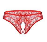 PERAMBRY Womens Sexy Lace Underwear Low Rise Underpants Plus Size Floral Lace Briefs (red, mediur)