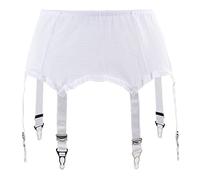PERAMBRY Women's stockings garter belt sexy lace underwear mesh suspenders (garter belt only sold)(white m)