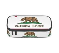 perangg California State Flag Large Capacity Pencil Case Pen Bag Stationery Organizer With Zipper For Office And College