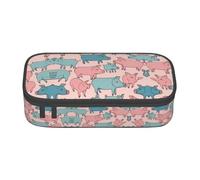 perangg Cute Pigs Pattern Large Capacity Pencil Case Pen Bag Stationery Organizer With Zipper For Office And College