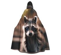 perangg Cute Raccoon Unisex Cloak Hooded Cape For Halloween Cosplay, Adult Witch Robe, Vampire Party Costume