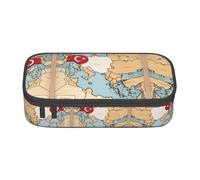 perangg Distribution Map Of Turkey Large Capacity Pencil Case Pen Bag Stationery Organizer With Zipper For Office And College