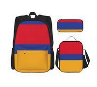 perangg Flag Of Armenia Print 3 Piece Set Backpack, Lunch Bag, Pencil Case, Cute Sturdy For College And Travel
