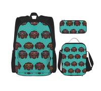 perangg German Shorthaired Pointer In Glasses Print 3 Piece Set Backpack, Lunch Bag, Pencil Case, Cute Sturdy For College And Travel