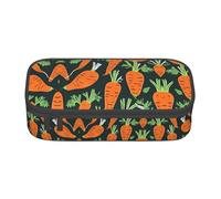 perangg Happy Carrot Seamless Pattern Large Capacity Pencil Case Pen Bag Stationery Organizer With Zipper For Office And College