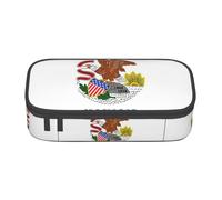 perangg Illinois State Flag Large Capacity Pencil Case Pen Bag Stationery Organizer With Zipper For Office And College