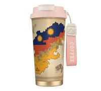 perangg Kingdom Of Bhutan Flag Map 01 Print Insulated Coffee Mug, 316 Stainless Steel Vacuum Leak-Proof Lid Cup, Keep Hot Or Cold