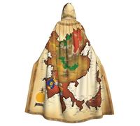 perangg Kingdom Of Bhutan Map Unisex Cloak Hooded Cape For Halloween Cosplay, Adult Witch Robe, Vampire Party Costume