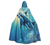 perangg Ocean Dolphin Looking At You Unisex Cloak Hooded Cape For Halloween Cosplay, Adult Witch Robe, Vampire Party Costume