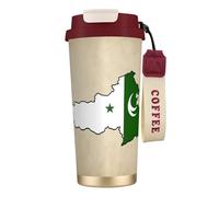 perangg Pakistan Flag Map Print Insulated Coffee Mug, 316 Stainless Steel Vacuum Leak-Proof Lid Cup, Keep Hot Or Cold