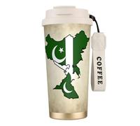 perangg Pakistan Flag Map03 Print Insulated Coffee Mug, 316 Stainless Steel Vacuum Leak-Proof Lid Cup, Keep Hot Or Cold