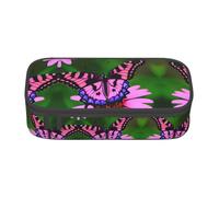 perangg Pink Flower Purple Butterfly Large Capacity Pencil Case Pen Bag Stationery Organizer With Zipper For Office And College