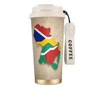 perangg Seychelles Flag Map Like A Frog Print Insulated Coffee Mug, 316 Stainless Steel Vacuum Leak-Proof Lid Cup, Keep Hot Or Cold