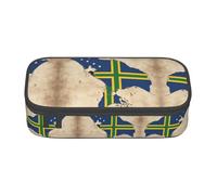 perangg Solomon Islands Flag Map With Cross Lines Large Capacity Pencil Case Pen Bag Stationery Organizer With Zipper For Office And College
