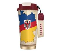 perangg Thuringia Flag Map With An Eagle Pattern Print Insulated Coffee Mug, 316 Stainless Steel Vacuum Leak-Proof Lid Cup, Keep Hot Or Cold