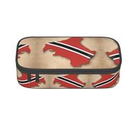 perangg Trinidad And Tobago Flag Map Large Capacity Pencil Case Pen Bag Stationery Organizer With Zipper For Office And College