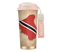 perangg Trinidad And Tobago Flag Map Print Insulated Coffee Mug, 316 Stainless Steel Vacuum Leak-Proof Lid Cup, Keep Hot Or Cold