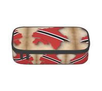 perangg Trinidad And Tobago Map Large Capacity Pencil Case Pen Bag Stationery Organizer With Zipper For Office And College