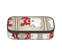 perangg Turkey Map Large Capacity Pencil Case Pen Bag Stationery Organizer With Zipper For Office And College