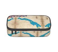 perangg Tuvalu Map With Three Stars Large Capacity Pencil Case Pen Bag Stationery Organizer With Zipper For Office And College