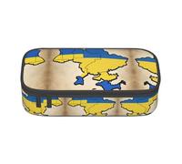 perangg Ukraine Flag Map Plane Graph Large Capacity Pencil Case Pen Bag Stationery Organizer With Zipper For Office And College
