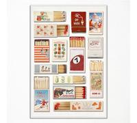 perasi Vintage Matchbox Canvas Wall Art, Colorful Retro Matchbook Print, Funky Red Aesthetic Matchbox Poster, Western Cowboy Boots Picture on Match Box 12x16in Unframed