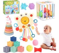 Perbabe 26pcs Montessori Toys for Babies | Food Grade Baby Toys for 6+ Months Stacking Rings Blocks Sensory Toys For Babies to Early Developmental Sensory Teethers Toy for Birthday