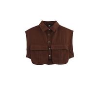 Perbai Womens Cropped Button Down Shirt Summer Collared Sleeveless Loose Denim Top with Pockets, Brown, L