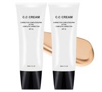 Perbella Cc Cream for Older Women,Perbella Cc Cream Self Adjusting for Mature Skin,Tone Adjusting Spf 50,Color Correcting Moisturizer,Concealer for Older Women (Ivory, 2PC)