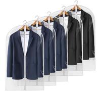 Perber 40" All Clear Garment Bags for Hanging Clothes, 5 Packs Suit Bags for Closet Storage, Plastic Waterproof Suit Cover Bags with Zipper for Coats, Jackets, Shirts (Set of 5)